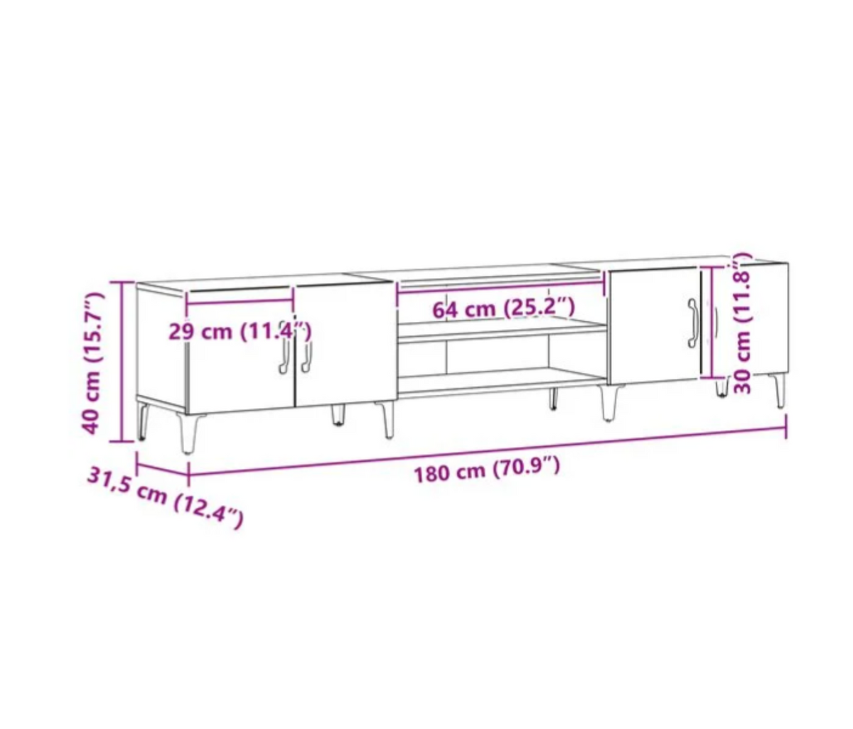 Meuble TV Bois et Rangements 180 cm| Sierra