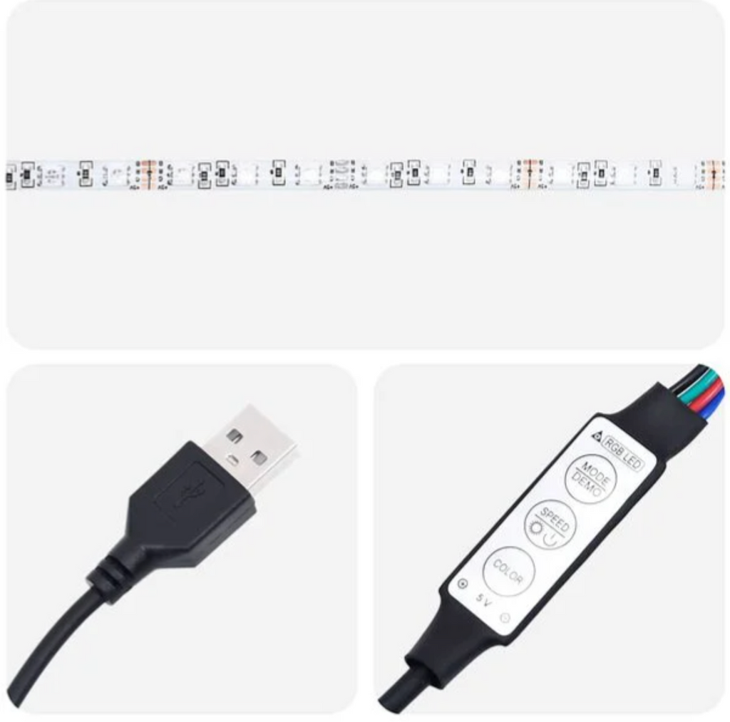 Ruban LED multicolore avec télécommande et connecteur USB fourni pour le meuble TV LED moderne 160 cm