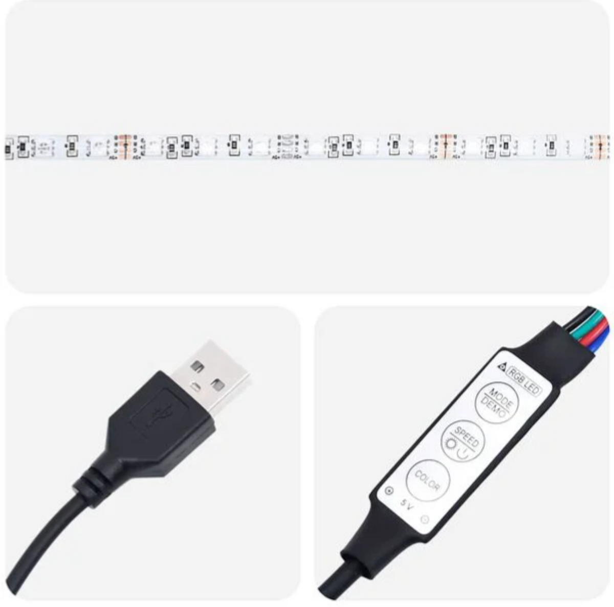 Ruban LED multicolore avec télécommande et connecteur USB fourni pour le meuble TV LED moderne 160 cm