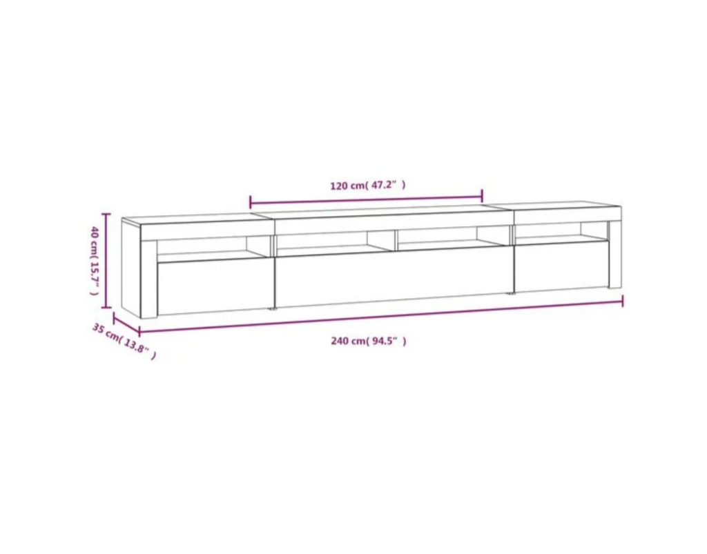 Meuble TV LED Blanc et Bois avec Niche 240 cm| Calyra
